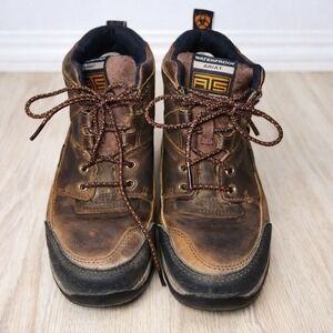 Ariat ATS Waterproof Brown Leather Work Boots Lace Up Men Size 8B Durable